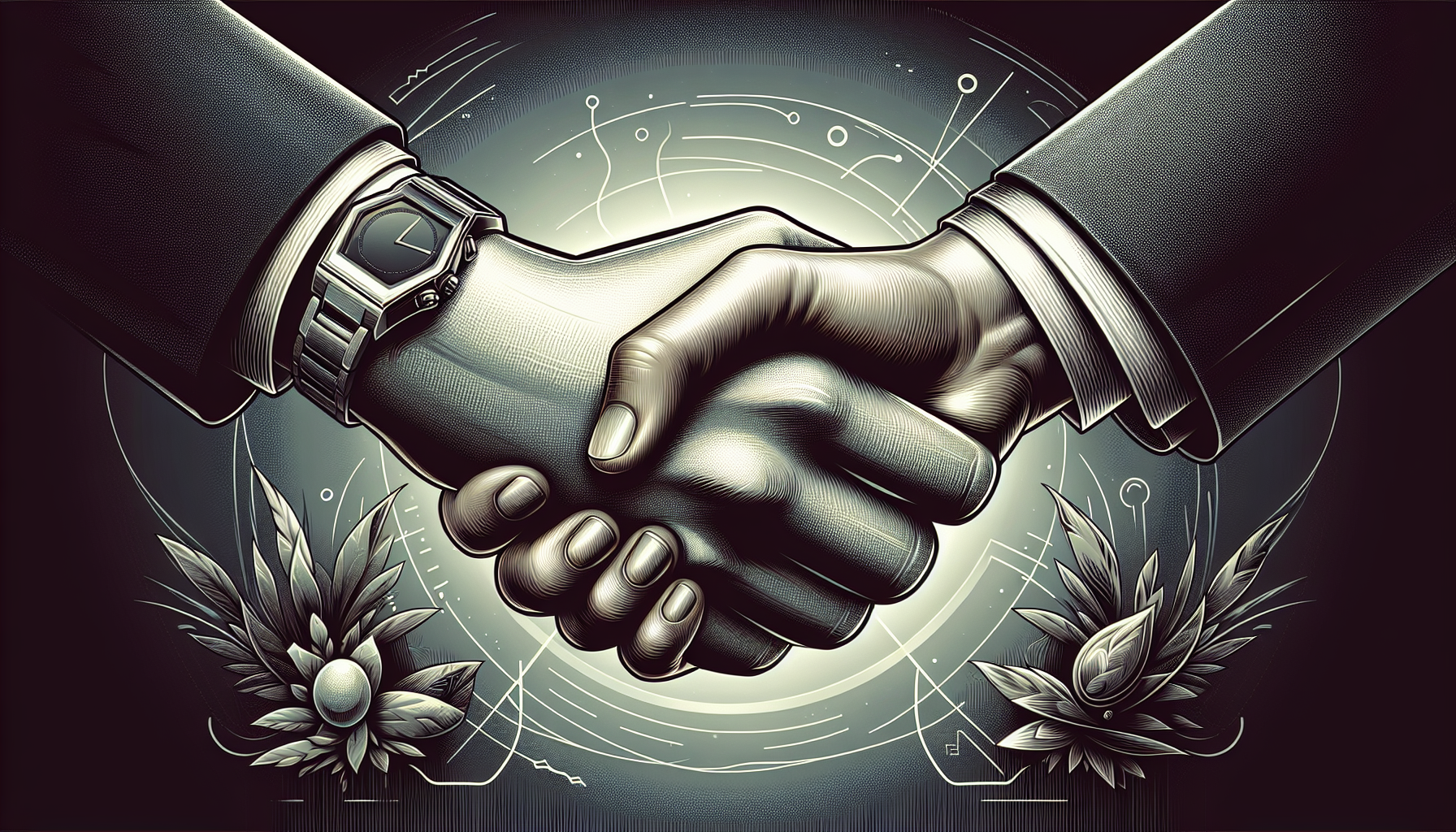 Illustration of a handshake representing a legally binding contract