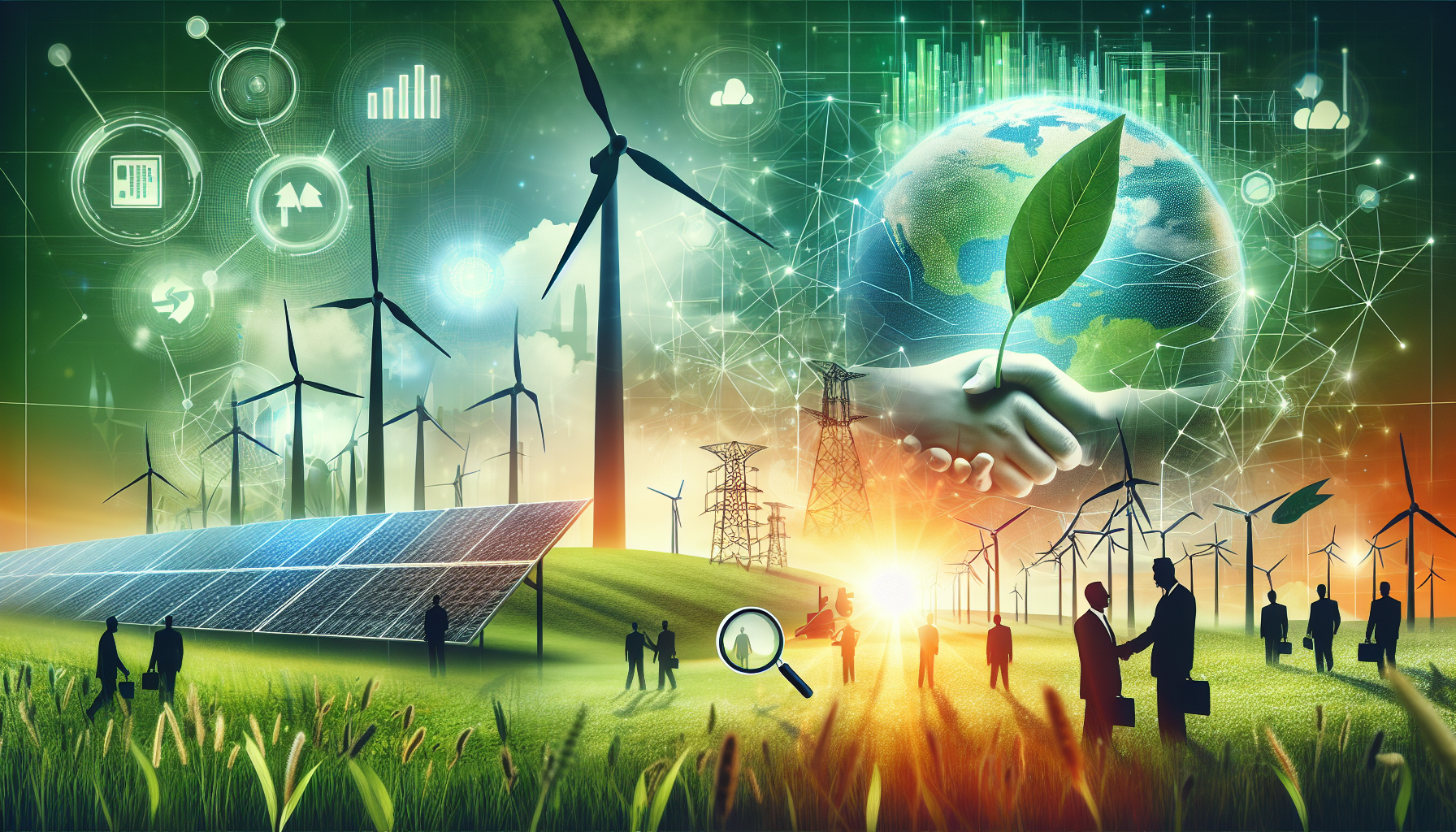 Illustration of green technology and sustainability in the energy sector