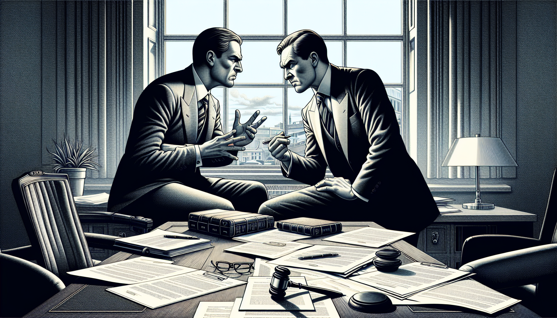 Illustration of two business people in a heated discussion