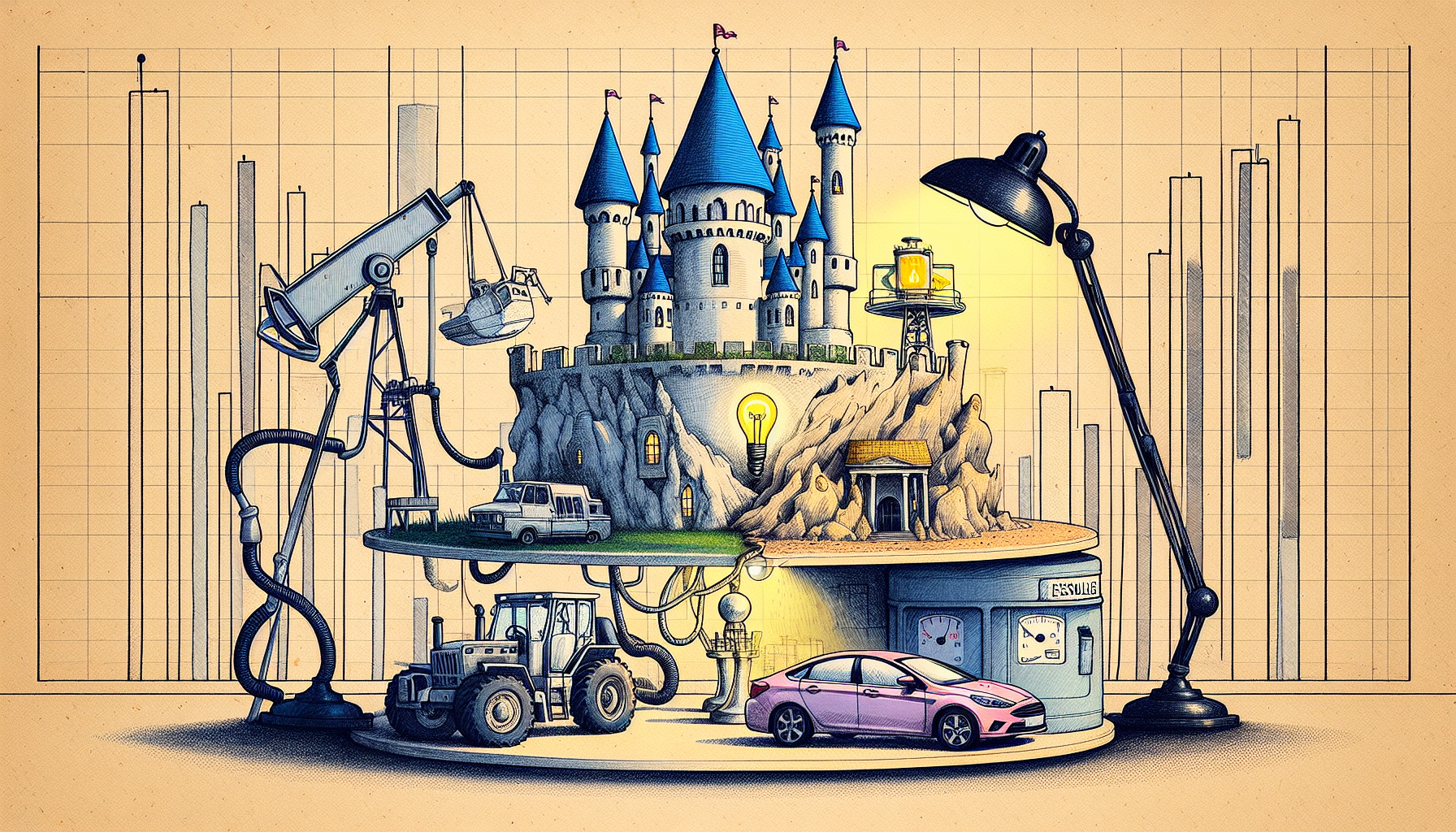 Illustration depicting the impact of iconic mergers like Disney-Pixar, Exxon-Mobil, and Daimler-Chrysler on their respective industries.